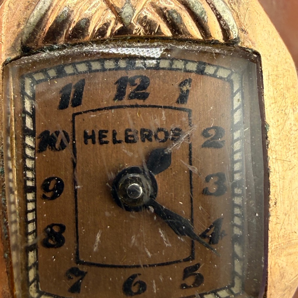 Vintage Helbros Cocktail Watch Gold Tone Art Deco Does NOT wind or tick READ